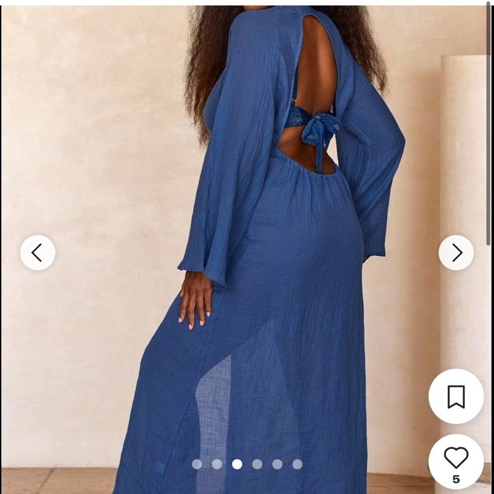 Monday Swimwear | Murano Dress, Navy Crinkle, Chic Cover-Up, Size M - NWT - Picture 2 of 7
